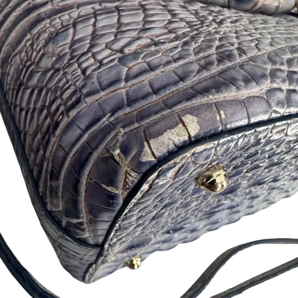 Brahmin Large Duxbury Dome Satchel Purple Ombre Shimmer‎ Croc Embossed Purse